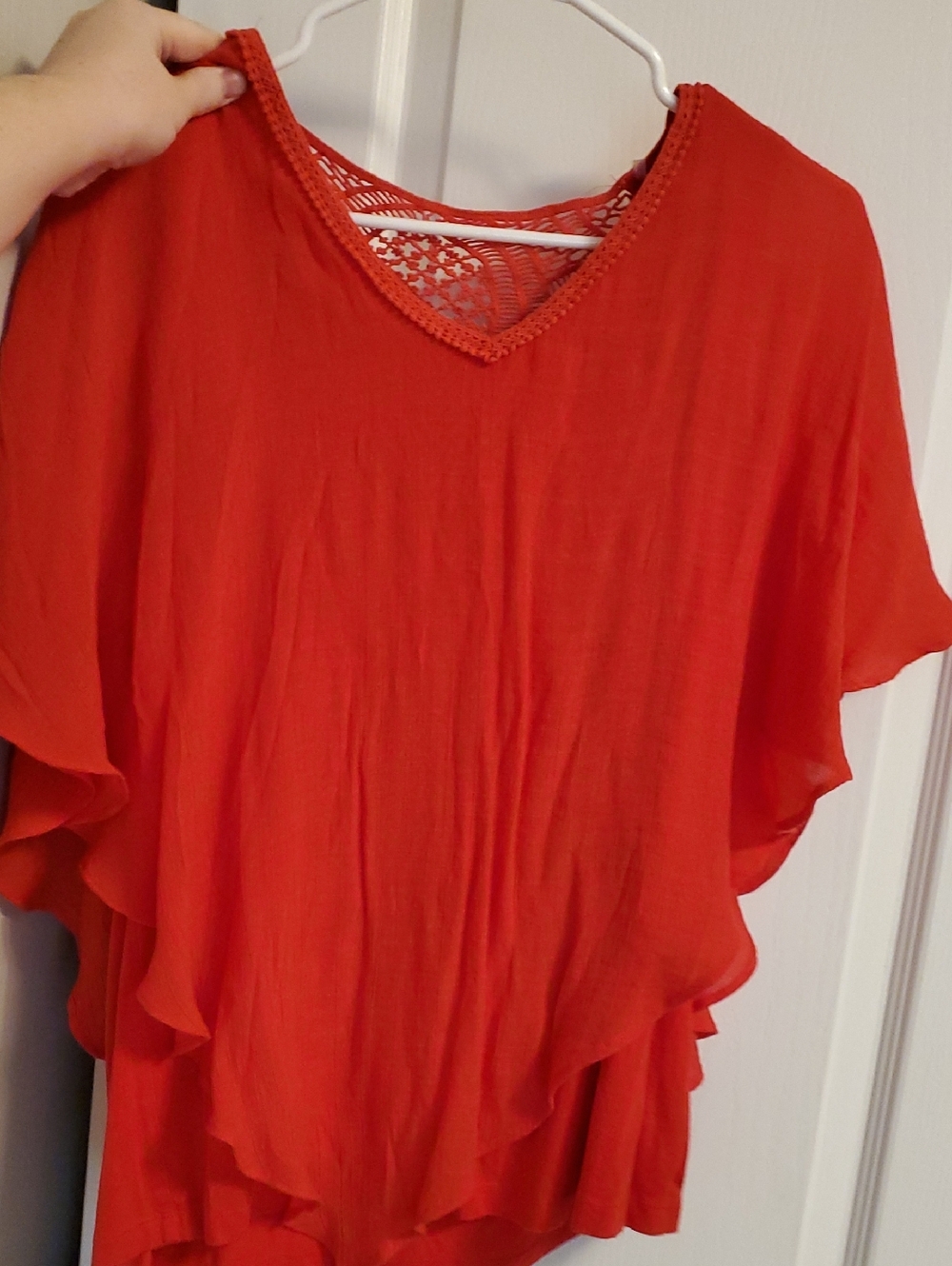 Apt. 9 Bright Coral Crochet-Trim Top